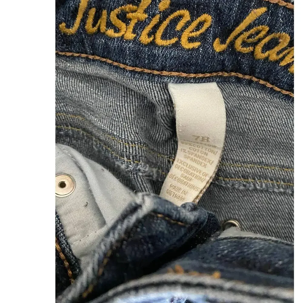 Justice Jeans Simply Low 7R Girls Blue Denim Jeans Cotton Spandex